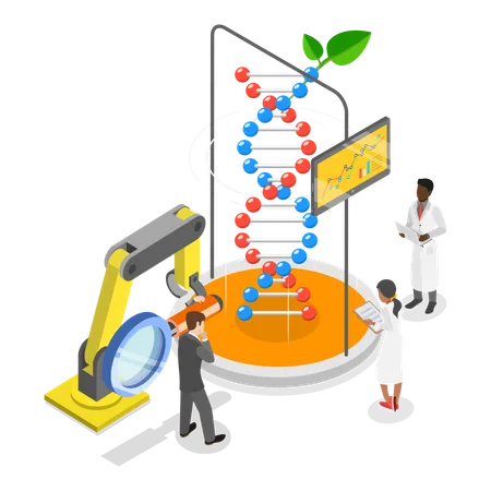 DNAに関する科学研究  イラスト