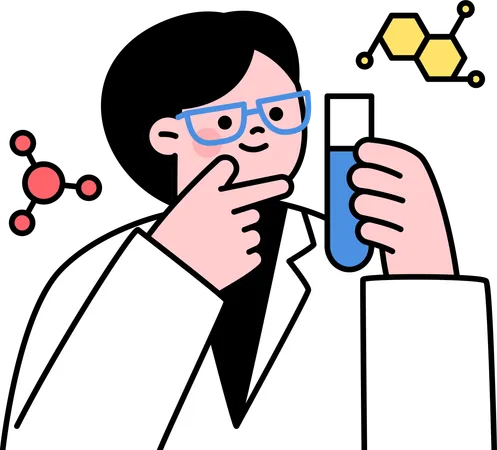 Science Student Doing Experiment  Illustration