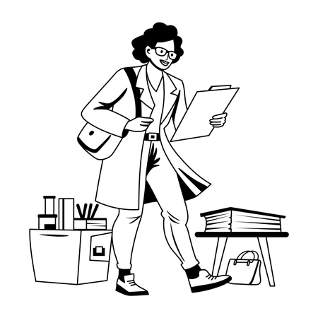 Science Student holding a bag  Illustration