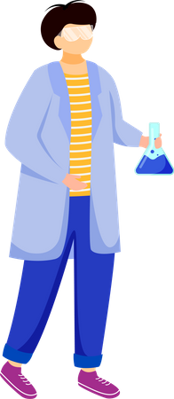 Science student in lab coat Illustration