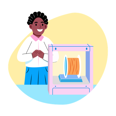 Science student watching science project  Illustration