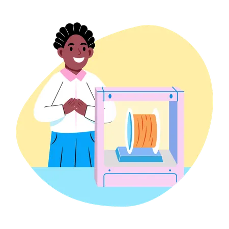 Science student watching science project  Illustration