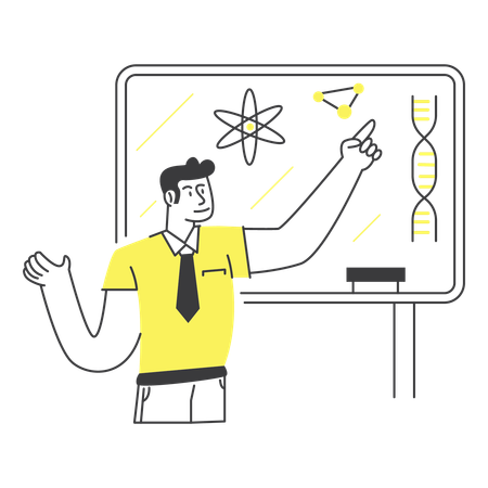 Science Teacher Explaining DNA structure  Illustration