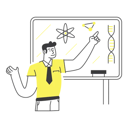 Science Teacher Explaining DNA structure  Illustration