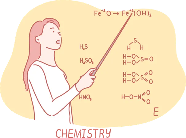 Science teacher is teaching chemistry  イラスト