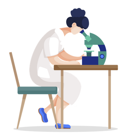 Scientific Researcher Using Microscope in laboratory  Illustration