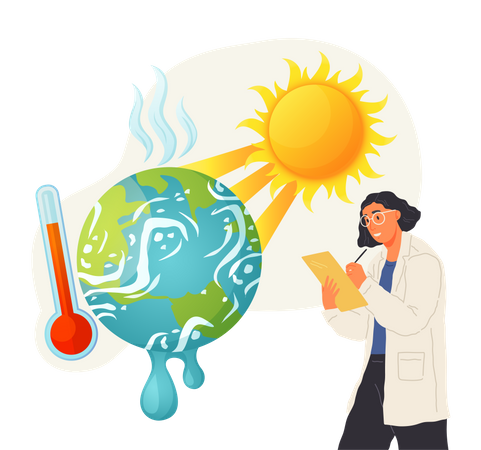 Scientific study of problems of rising temperatures  Illustration