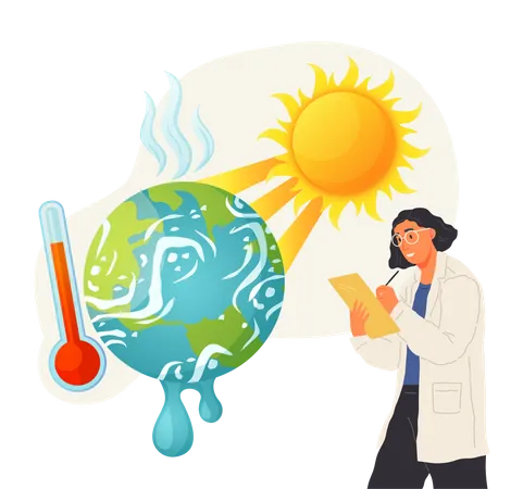 Scientific study of problems of rising temperatures  Illustration