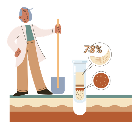 Scientifique analysant l'indice de qualité du sol  Illustration