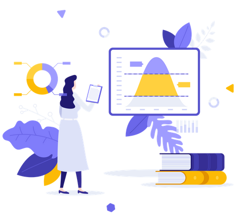 Scientifique analysant la distribution gaussienne  Illustration