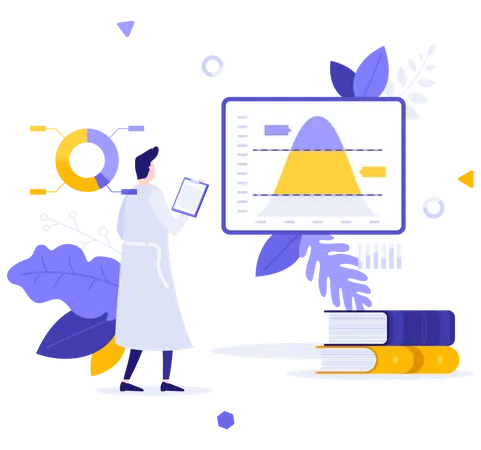 Scientifique analysant la distribution gaussienne  Illustration