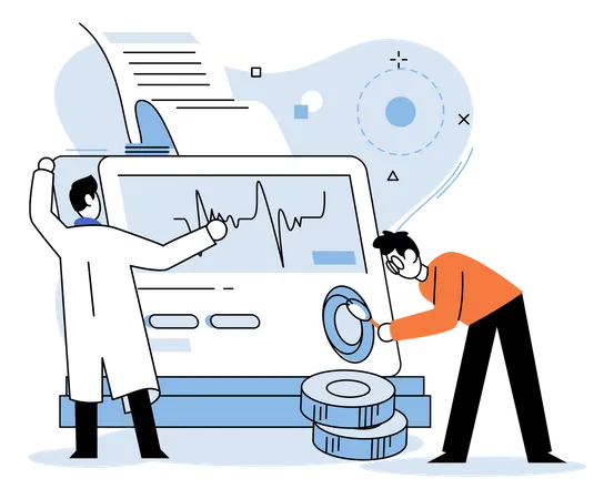 Un scientifique développe un logiciel d'équipement  Illustration