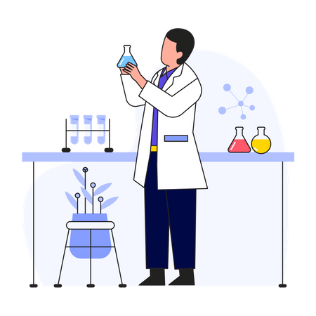 Scientifique faisant des recherches en laboratoire  Illustration