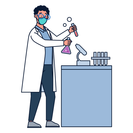 Scientifique effectuant des recherches en laboratoire  Illustration