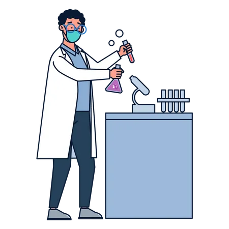 Scientifique effectuant des recherches en laboratoire  Illustration