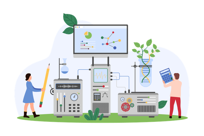 Scientifique effectuant des recherches génétiques en laboratoire  Illustration