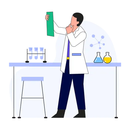 Scientifique effectuant des recherches scientifiques en laboratoire  Illustration