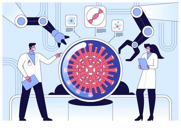 Un scientifique mène une étude sur le coronavirus  Illustration