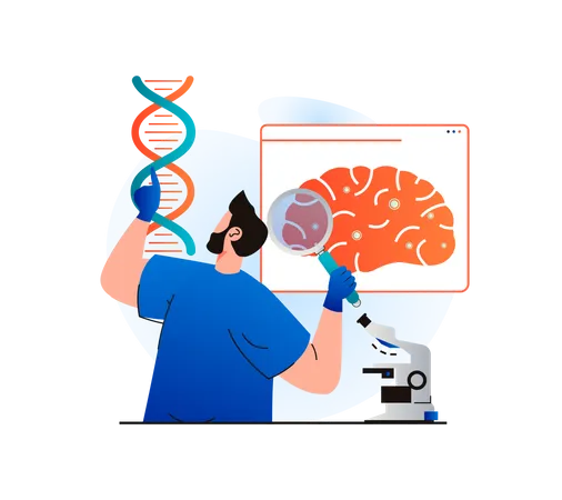 Un généticien travaillant sur l'ADN du cerveau  Illustration