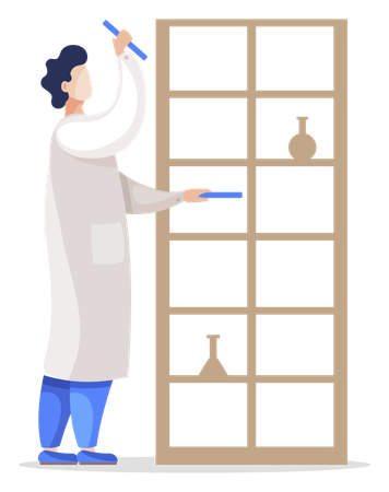 Scientifique en laboratoire vérifiant les résultats des tests  Illustration