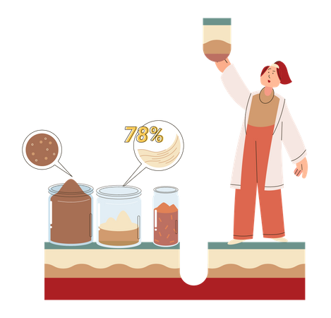 Scientifique étudiant la structure du sol  Illustration