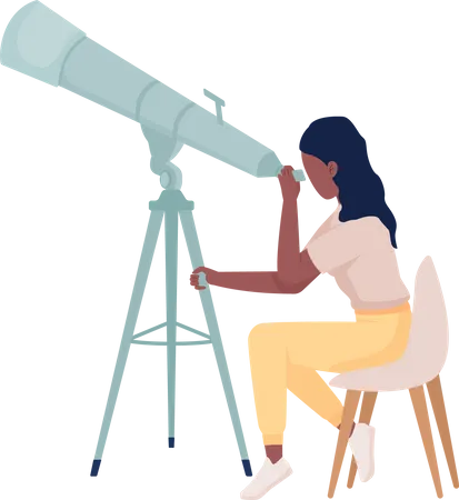 Scientifique étudiant les étoiles avec un télescope  Illustration