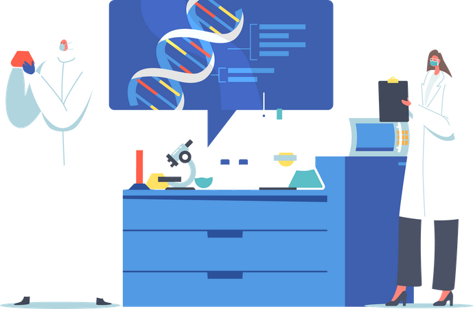 Scientifique expérimentant sur l'ADN  Illustration