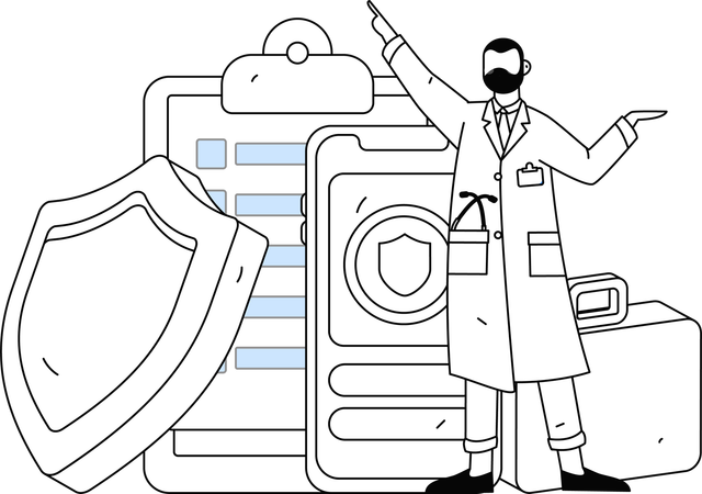 Un scientifique explique les termes et conditions des polices d'assurance  Illustration