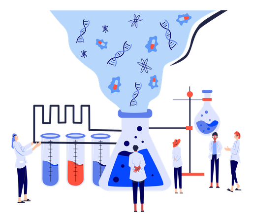 Scientifique faisant des expériences en laboratoire  Illustration