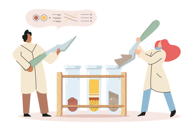Scientifique faisant des expériences sur le sol  Illustration
