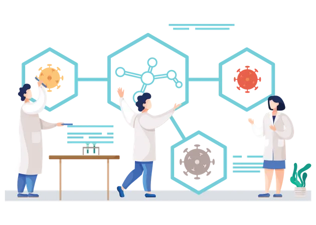 Scientifique faisant des recherches  Illustration