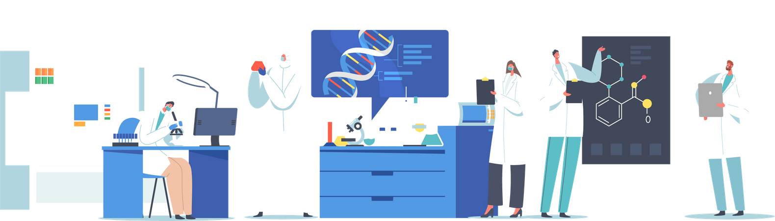 Scientifique effectuant des recherches en laboratoire  Illustration