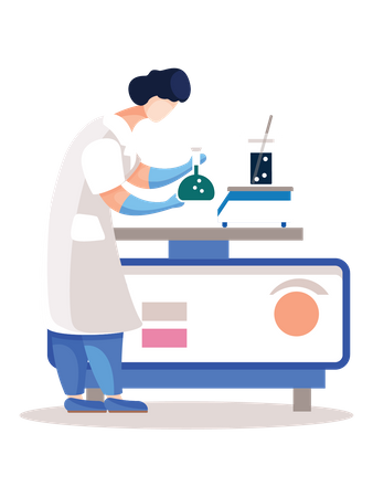 Scientifique faisant des recherches en laboratoire  Illustration