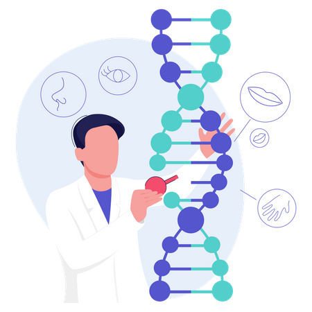 Scientifique effectuant des recherches sur l'ADN  Illustration