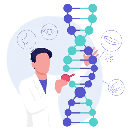 Scientifique effectuant des recherches sur l'ADN  Illustration