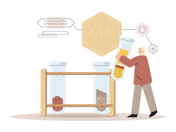 Scientifique faisant la composition des micro-organismes nutritifs  Illustration