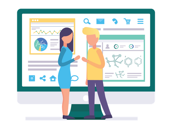 Scientifique effectuant une analyse  Illustration