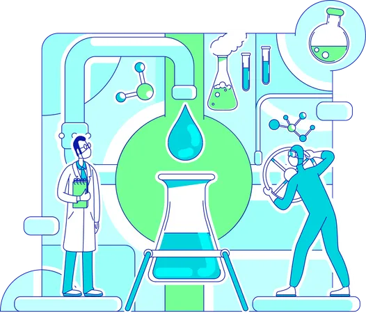 Scientifique effectuant une analyse de molécules  Illustration