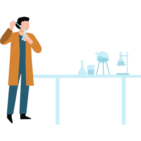 Scientifique faisant des expériences en laboratoire  Illustration