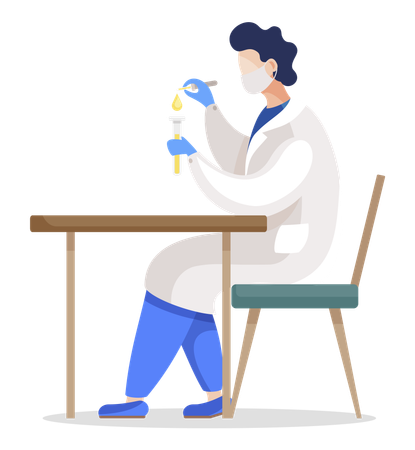 Scientifique masculin effectuant des recherches en laboratoire  Illustration