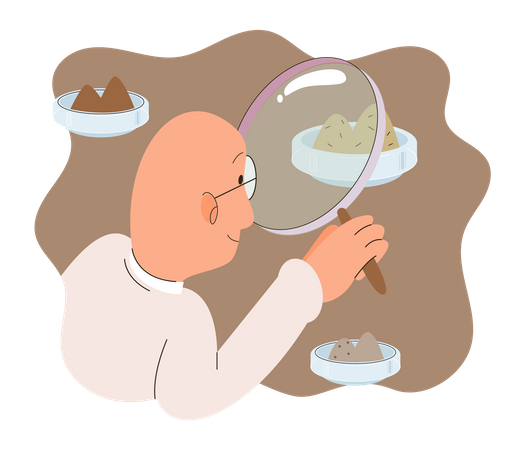 Scientifique mesurant la pollution terrestre  Illustration
