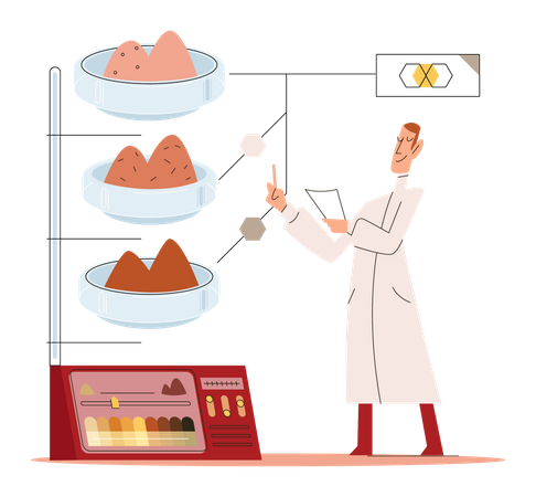 Scientifique mesurant les niveaux du sol  Illustration