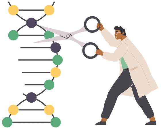 Scientifique modifiant la molécule d'adn  Illustration