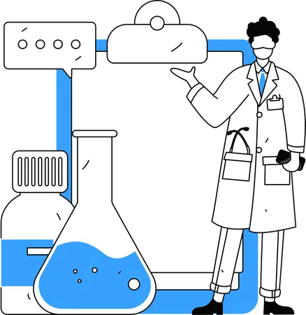 Un scientifique montre un rapport d'expérience chimique  Illustration