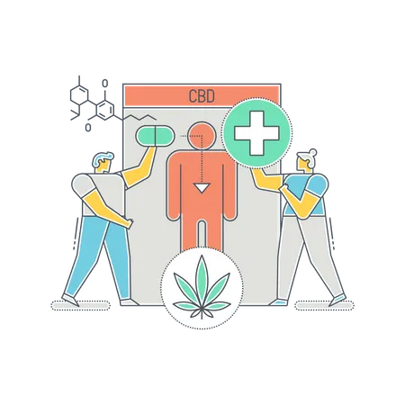 Scientifique recherchant diverses utilisations du CBD  Illustration