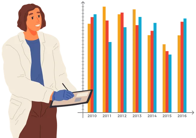 Scientifique écrivant des données de recherche  Illustration