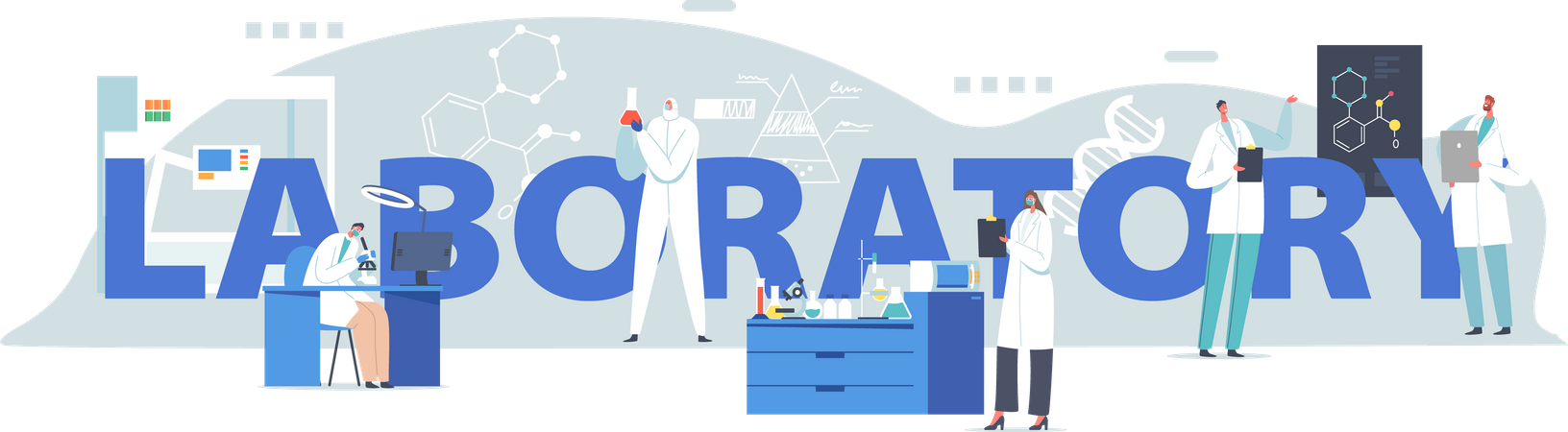 Scientifique travaillant au laboratoire  Illustration