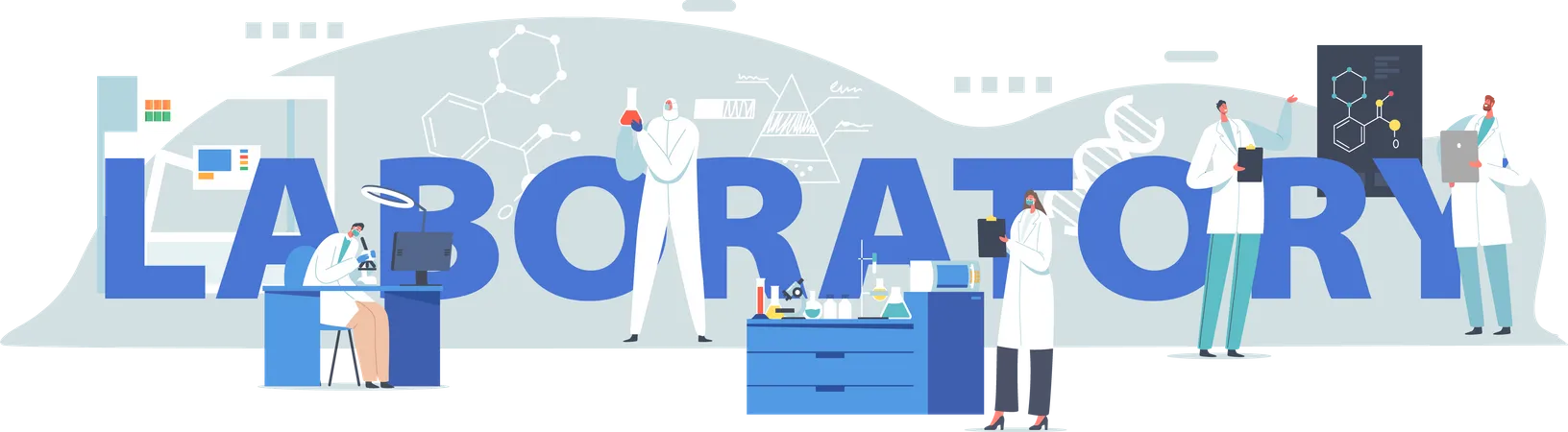 Scientifique travaillant au laboratoire  Illustration