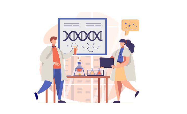 Scientifique travaillant au laboratoire de génétique  Illustration