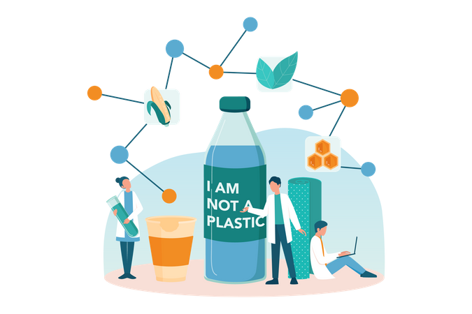 Scientifique travaillant sur le bioplastique  Illustration